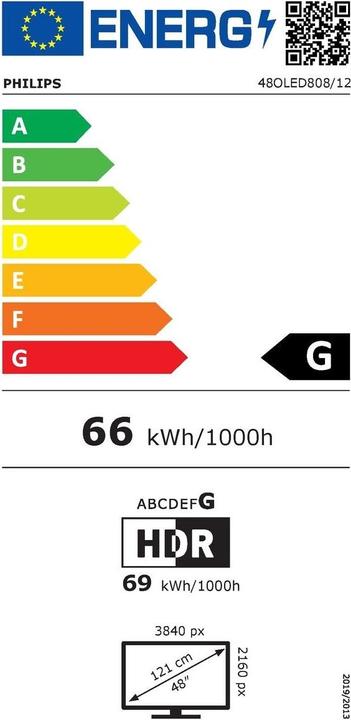 Energy Label Philips 48OLED808/12 (48", OLED808, OLED, 4K, 2023)
