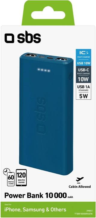 Immagine prodotto SBS carica rapida con 10.000 mAh e 2 USB (10000 mAh, 10 W, 37 Wh)