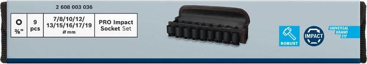 Actual product image Bosch Professional Zubehör PRO Impact socket set, 3/8", standard, 9 pcs. (8 mm, 12 mm, 16 mm, 19 mm, 7 mm, 10 mm, 15 mm, 13 mm, 17 mm)