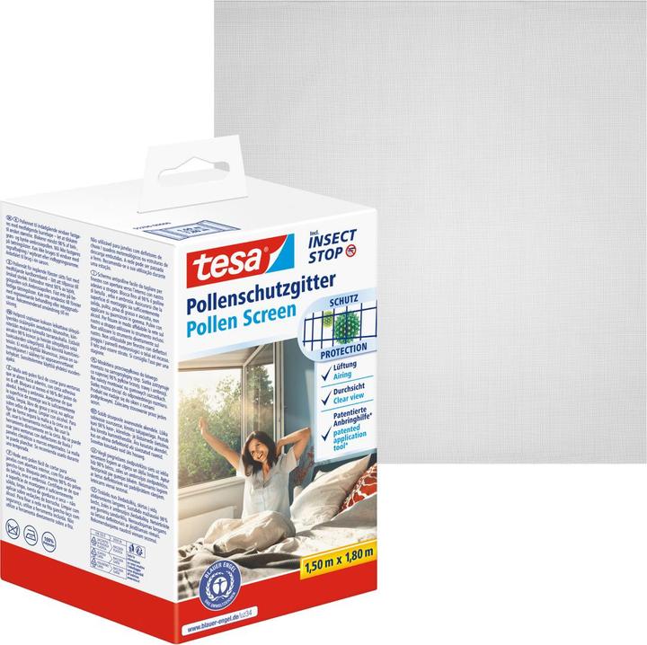 Actual product image tesa Pollen protection grille, for allergy sufferers, can be closed incl. self-adhesive Velcro tape (150 x 180 cm)