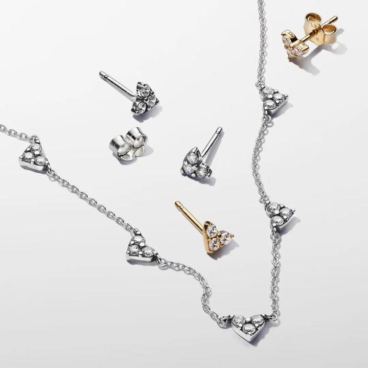 Image du produit Pandora Collier Triple Stone Heart Station (Argent sterling 925, 45 cm)