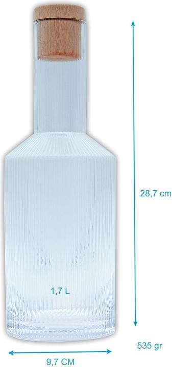 Produktbild Intirilife Glaskaraffe mit goldenen Rand und Korken (1.70 l)