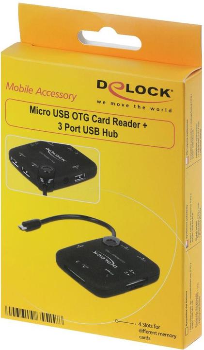 Produktbild Delock USB type A, Micro USB type B, SD / SDHC / Micro SD / M2 / MS, FAT32 (Micro USB)