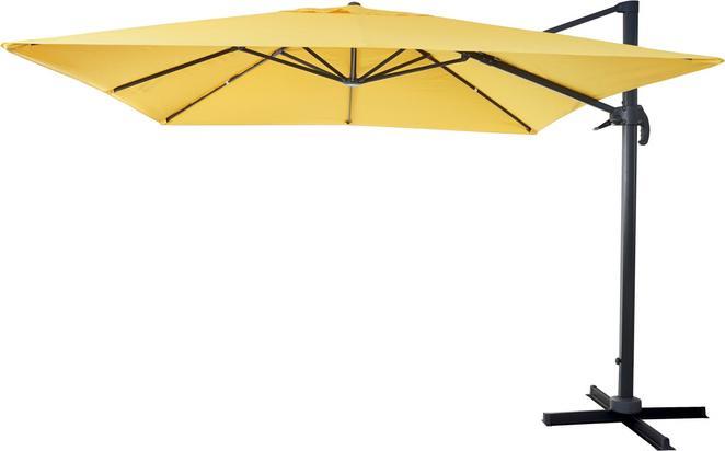 Immagine prodotto Swisshandel24 Ombrello semaforo gastronomico, parasole 3x3m (ø4,24m) Poliestere Alu/Acciaio 23kg - giallo senza (3 m)