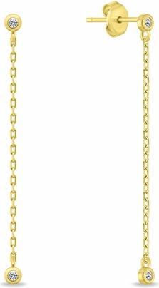 Brilio Silver - Gold-plated dangle earrings with zircons EA1123Y