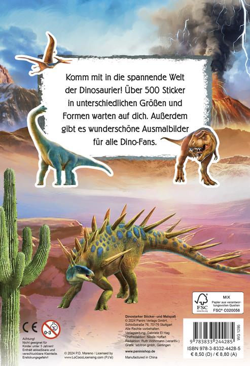 Actual product image Panini Dinosaurs by P.D. Moreno: Dinosaur sticker and colouring fun