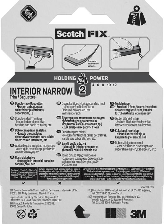 Nutritional values and ingredients Scotch Mounting Tape -Fix, 10 mm x 2 m, White (10 mm)
