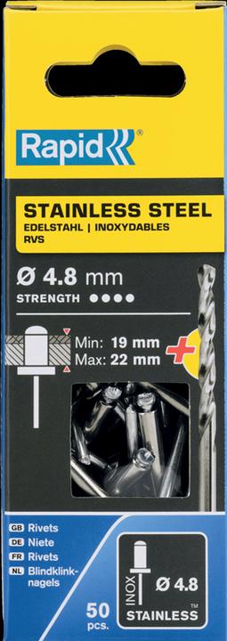 Rapid Edelstahl Blindniete Ø 4,8 x 25 mm