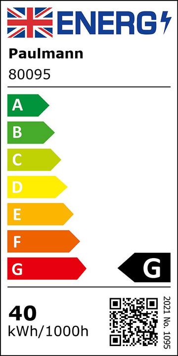 Etichetta energetica Paulmann Lampada da forno (E14, 40 W, 280 lm, 1 x, G)
