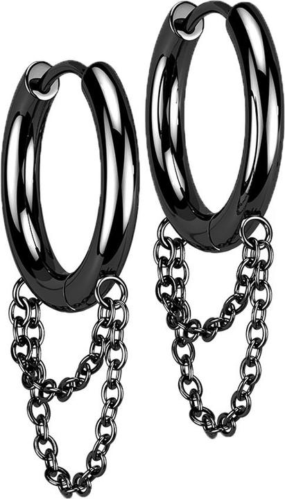 Immagine prodotto Star Piercing Orecchino nero con ciondolo a doppia catena (senza ottone, Acciaio chirurgico 316L)