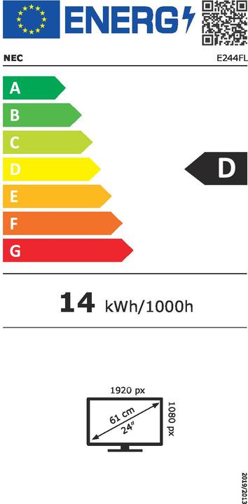 Energy Label NEC E244FL-WH 24IN LCD LED (1920 x 1080 pixels, 24")