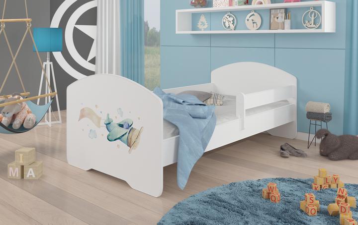 Actual product image ADRK Furniture Bed with Mattress and Railing PEPE PLANE WITH A BANNER 140x70 (140 x 70 cm)