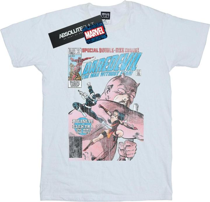 Actual product image Womens/Ladies Daredevil Distressed Bullseye Vs Elektra Cover Cotton Boyfriend T-Shirt (M)
