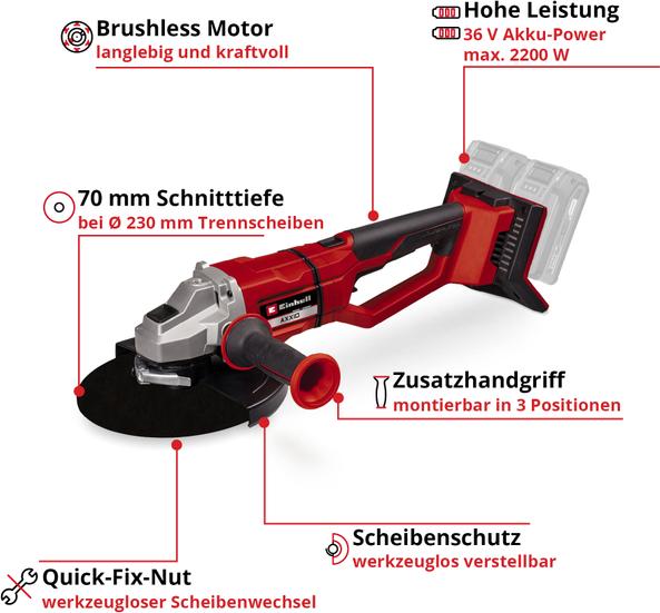 Image du produit Einhell Meuleuse d'angle sans fil AXXIO 36/230 Q Solo (230 mm)