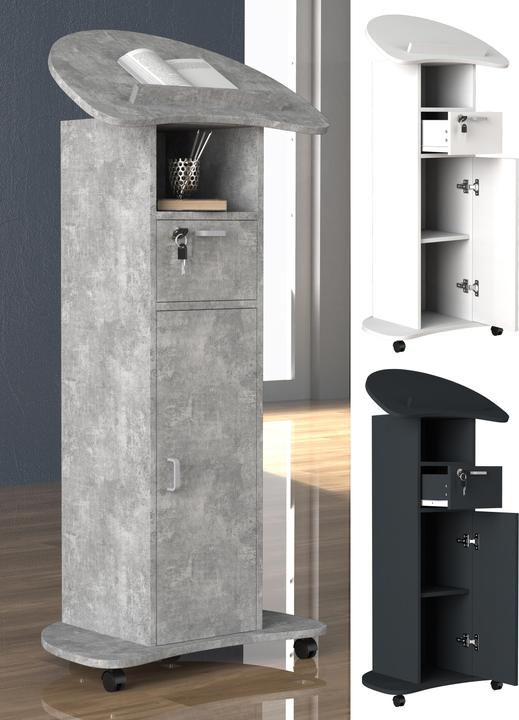 VCM Houten Staand Bureau Lessenaar Mobiele Staande Tafel Rolbare Wielen Lade Redola Deur (56 x 37 x 110 cm)