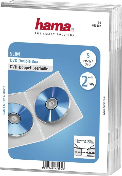 Immagine prodotto Hama Doppia custodia vuota per DVD Slim, confezione da 5