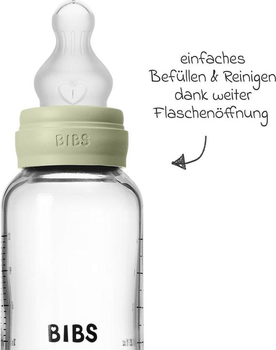 Produktbild Bibs Babyflaschen Glas-Flasche Baby Bottle Round 120 ml + Silikon-Trinksauger (120 ml)