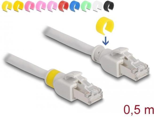 Produktbild Delock Netzwerkkabel RJ45 Cat.6A S/FTP mit farbigen Clips 0,5 m (S/FTP, CAT6a, 0.50 m)