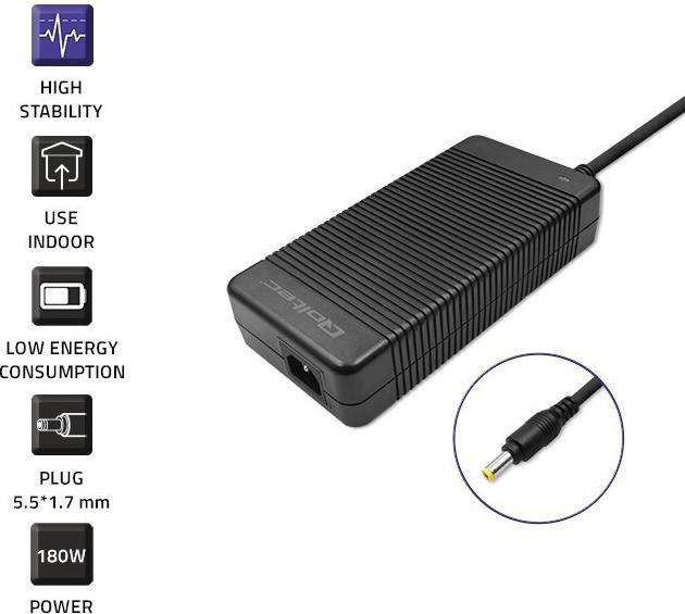 Produktbild Qoltec Notebook-Netzteil für Acer 180W| 9.23A| 19.5V| 5.5*1.7 - Netzteil (180 W)