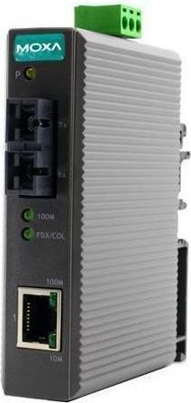 Actual product image Moxa IMC-21-S-SC - Industrial 10100BaseT(X) to 100BaseFX media converter, single-mode, SC connector