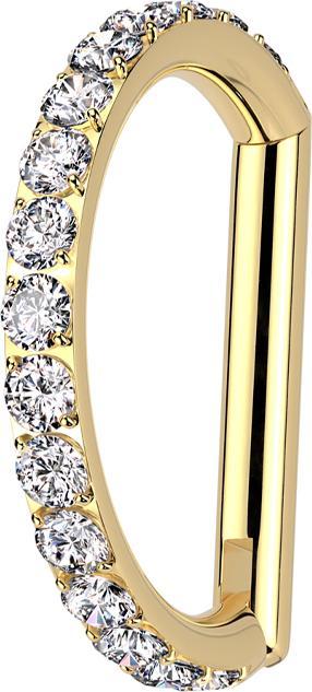 Produktbild Star Piercing Micro Segmentring klappbar vergoldet Halbring seitlich Kristalle silber (ohne Messing, Titan G23)