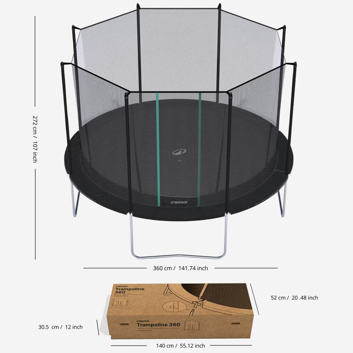 Actual product image Domyos Trampoline with safety net Assembly without tools - 360