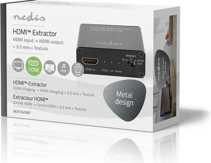 Actual product image Nedis HDMI Extractor| Input| Output TosLink socket 1x 3.5 mm| - Audio/Multimedia