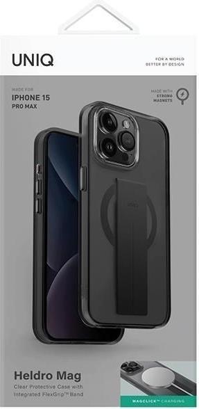 Productafbeelding Uniq etui Heldro Mag iPhone 15 Pro Max 6,7" Magclick Opladen czarny/damp rook (Apple iPhone 15 Pro Max)