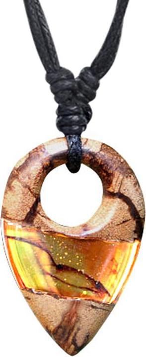 Immagine prodotto Star Piercing Collana nera con ciondolo a goccia in lava epossidica arancione di Liana wood (Organico, senza ottone)