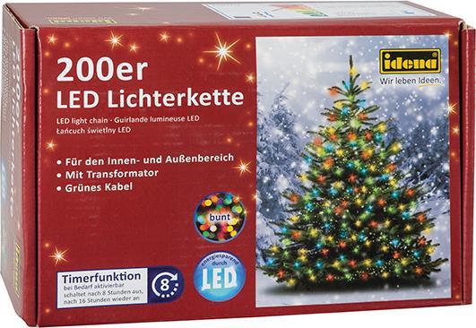 Produktbild Idena LED-Lichterkette 200er bunt,8h Timer,Aussen (0.14 m)