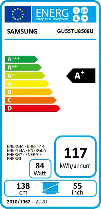 Energy Label Samsung GU55TU8509UXZG (55", LCD, 4K)