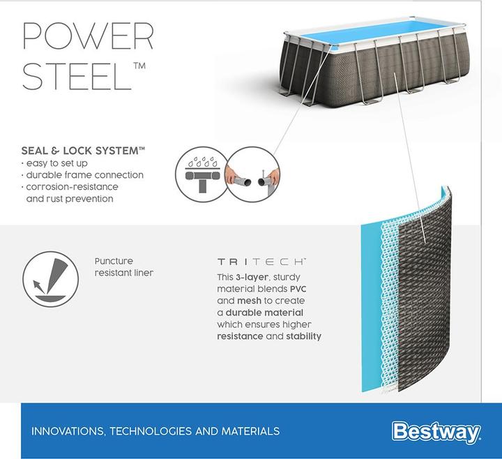 Produktbild Bestway Power Steel Frame Pool-Set 404 x 201 x 100 cm (404 x 201 x 100 cm)