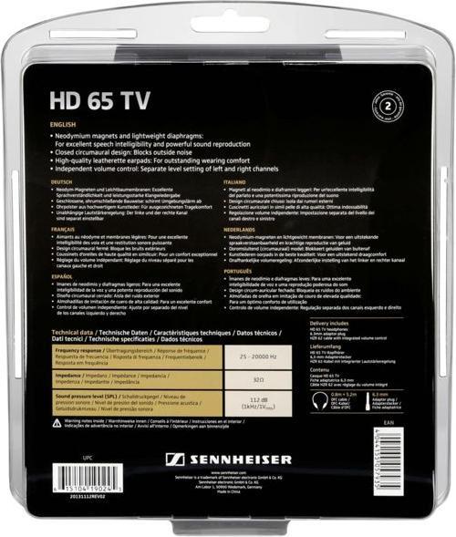 Image du produit Sennheiser HD 65 TV (pas de réduction du bruit, Filaire)