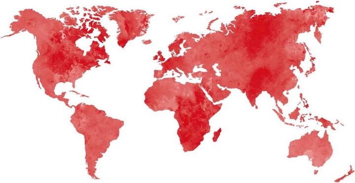 Image du produit Trenddeko Aquarelle carte du monde - 5 cadres inclus (140 x 72 cm)