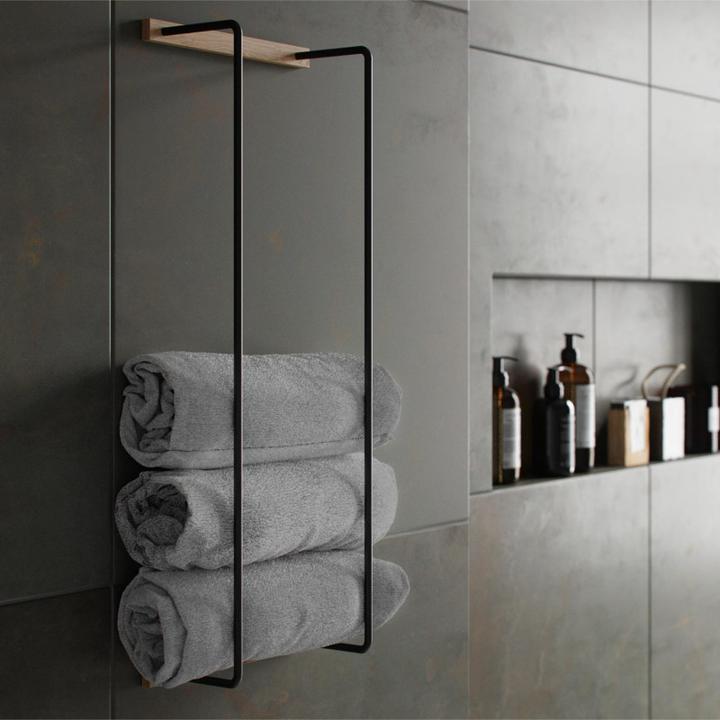 Produktbild byWirth Towel Rack Handtuchhalter Wand-montiert Schwarz, Holz