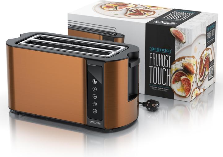 Immagine prodotto Arendo Toaster Edelstahl 4-Scheiben Langschlitz, Display mit Restzeitanzeige, Touchpanel, Brötchenaufsatz