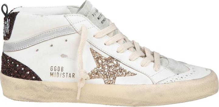 Produktbild Golden Goose mid star in leather and suede with glitter star (38)