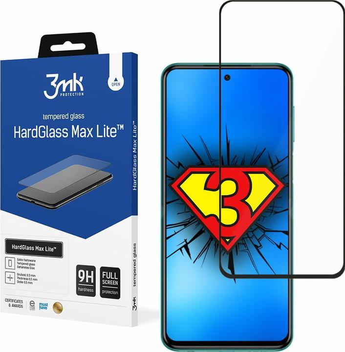 Produktbild 3MK Xiaomi Redmi Note 9 Pro 4G black - HardGlass Max Lite? (1 Stück, Xiaomi Redmi Note 9 Pro)