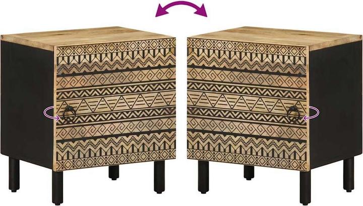 Actual product image VidaXL Bedside table Bedside cabinet Bedside chest of drawers Bedside console 2 pcs. Rough mango wood (40 x 33.5 x 46 cm)