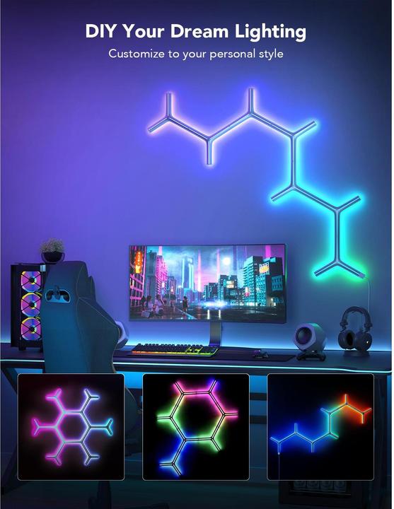 Productafbeelding Govee Paneelverlichting Y-lights Glide, 7 stuks, RGBIC, Wi-Fi + BT