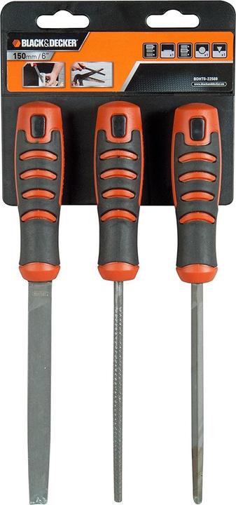 Black & Decker Satz Handfeilen für Holz und Metall 150 mm, 3 Stück. (BDHT0-22569) (150 mm)