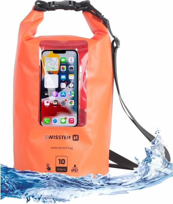 Swissten Waterproof Case Orange (10L) (Zusätzliche Polsterung)