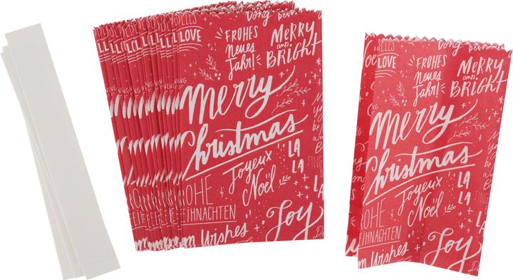 Produktbild Rico Design Papiertüten Sterne-Set "Merry Christmas", klein, Rot (24 x)