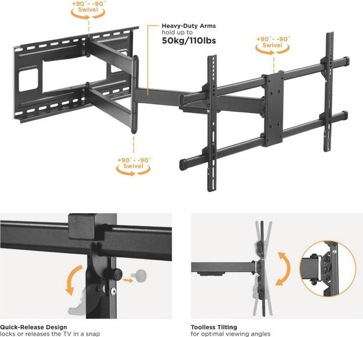 Produktbild equip Wandhalterung Flat Screen 43"-80" Kipp-/Neigbar (Wand, 80", 50 kg)