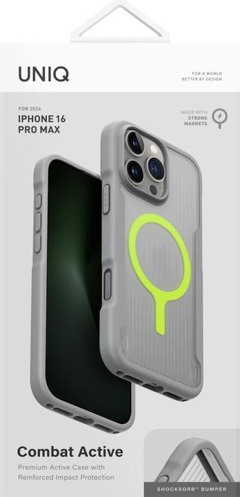 Immagine prodotto Uniq Combat Active Magclick Charging Case for iPhone 16 Pro Max - Gray (Apple iPhone 16 Pro Max)