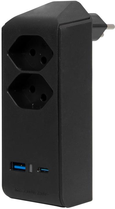 Brennenstuhl cleverLINE branch plug 2-fold black with 1x USB type-A and 1x USB type-C PD connection (max. 18W) (Type 13, USB-A, USB-C, 2 x)