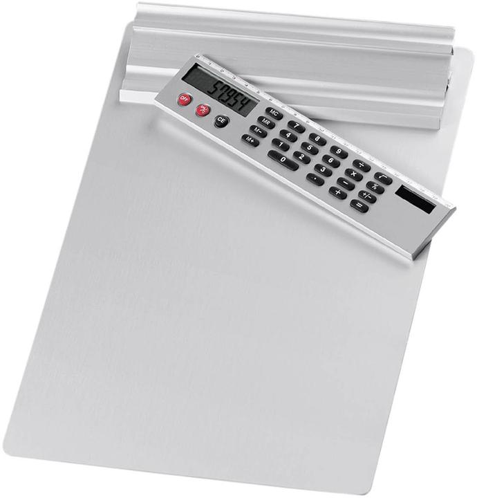 Produktbild Wedo Klemmbrett A4 aus Aluminium mit abnehmbarem Solarrechner (23 x 32 cm)