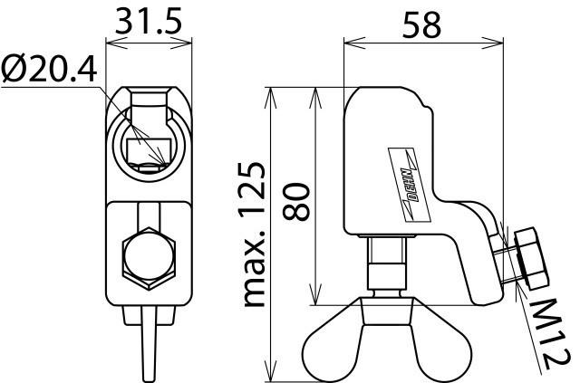Immagine prodotto Dehn KKH 20 FS Testa a sfera D 20 mm rigida con vite ad alette f. Corde 25-120mq