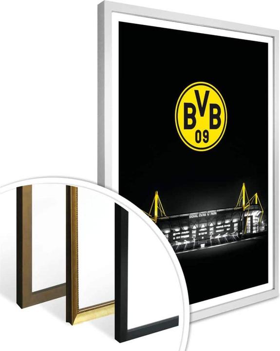 Produktbild Borussia Dortmund BVB Signal Iduna Park bei Nacht Emblem (30 x 40 cm)