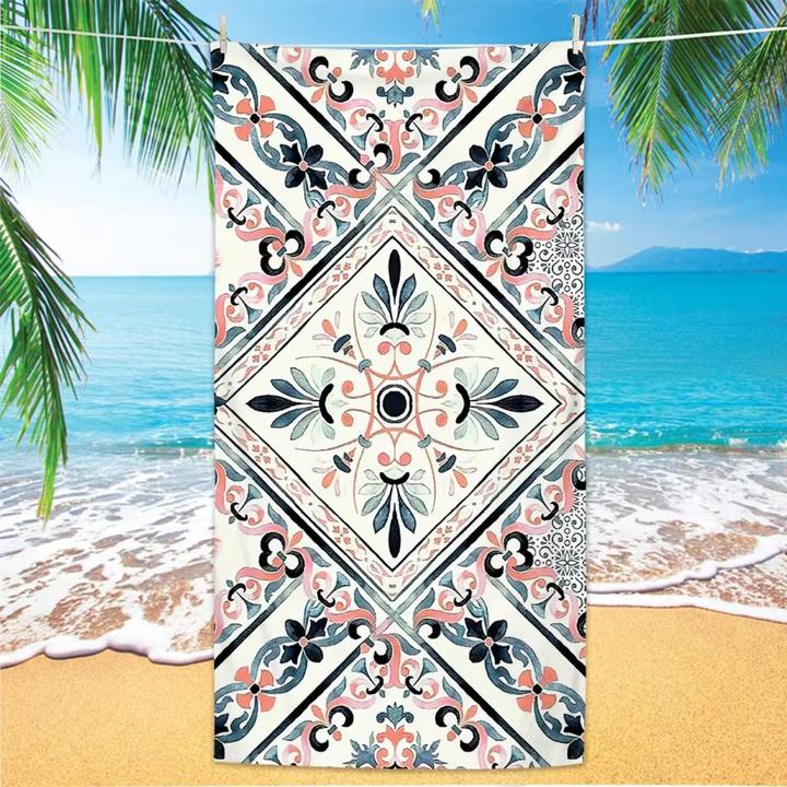 Image du produit Hermex Serviette de plage carrelage méditerranéen drap de bain drap de plage serviette de bain (80 x 160 cm)